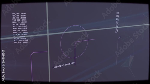 Diag HUD starting search, ring rotating while grid drifting and readouts updating, indicating scan