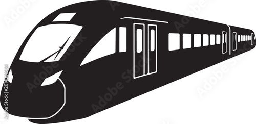 Black bullet train, high-speed rail, vector illustration, transportation icon