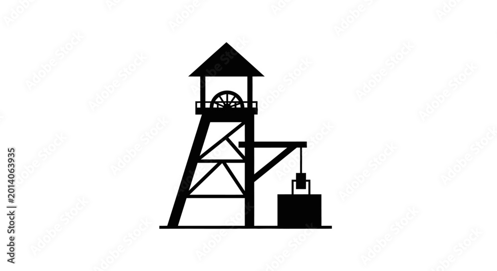 Naklejka premium Industrial Mine Shaft Structure Tower.