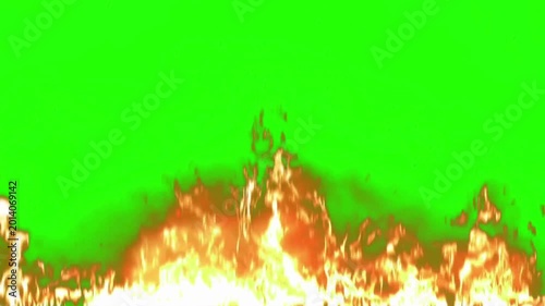 Fire Flames Explosion Animation on Green Screen Realistic Overlay