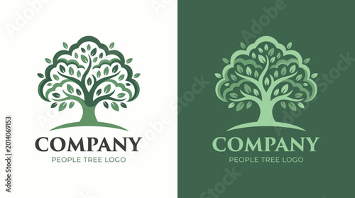 Cuadro en lienzo This image showcases a beautifully designed tree logo representing growth, nature, and community, emphasizing its eco-friendly and nurturing values for any brand