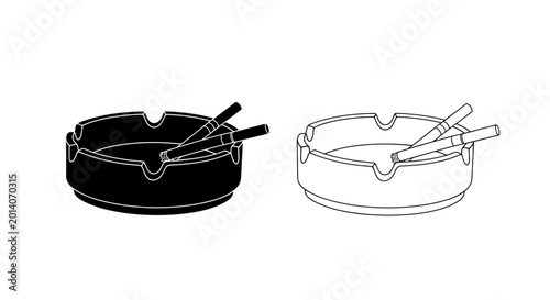 Tableau sur toile ashtray with cigarettes black and white line drawing