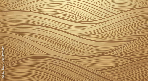 Abstract golden background with wavy lines and textured surface design element