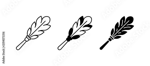 Canvas-taulu Feather Duster Icons, Cleaning Tool Vector Graphics, Simple Brush Symbols for Du