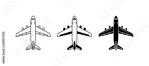 Tableau sur toile Airplane Icons, Jetliner Vector Set, Commercial Aircraft Top View, Aviation Grap