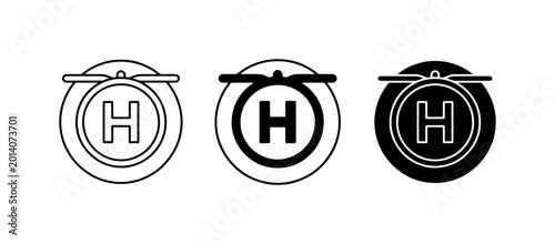 Foto Helicopter Landing Pad Icons, Helipad Symbols Set, Aviation Transport Signs, Cir