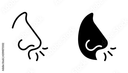 Tableau sur toile Nose Icon Set, Olfactory Sense Symbol, Smell Detection Vector Graphics, Breath A
