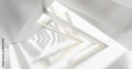 Abstract architecture background geometric shapes in design interior 3d render