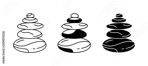 Photography Zen Stone Stacks, Balance Icons, Serenity Cairn Vector Art, Meditation Symbols,