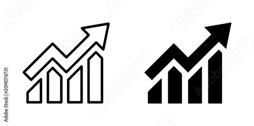 Bild auf Leinwand Growth Chart Icon Set, Upward Trend Bar Graph Vector, Financial Success Arrow, B