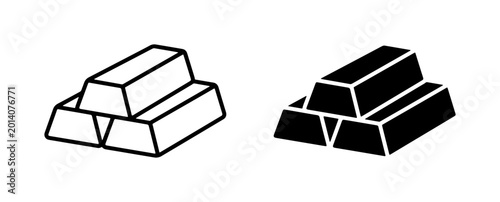 Tableau sur toile Gold Bars Vector Icons, Stacked Precious Metal Ingots, Financial Wealth and Inve