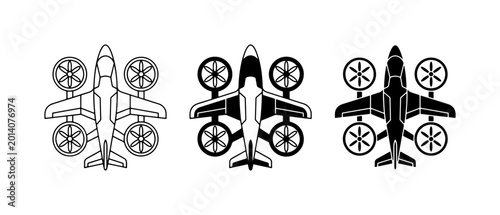 Photos Quadrotor Drone Aircraft Icons, Aerial Vehicle Symbols, Unmanned Aerial Vehicle
