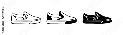 Konstfotografi Casual Slip-On Shoes, Footwear Icons, Vector Sneakers Set, Fashion Design Elemen