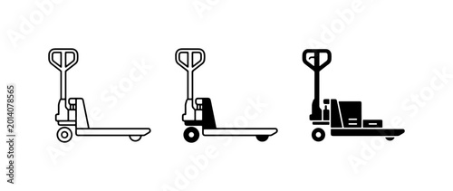 Canvas Print Pallet Jack Icons Set, Warehouse Equipment Vector Graphics, Logistics and Materi