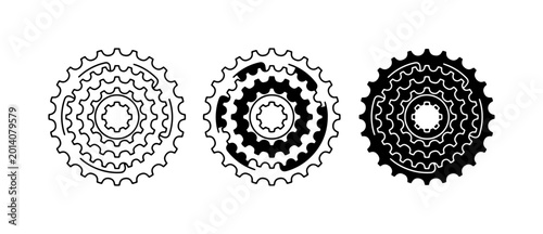 Tableau sur toile Bicycle Cassette Sprocket Icons, Cycling Gear Vector Set, Sports Equipment Graph