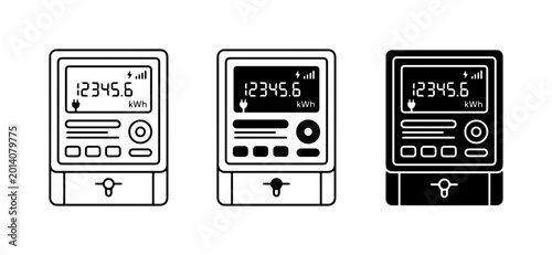 Quadro su tela Digital Electricity Meter Icons, Energy Consumption Measurement Devices, Utility