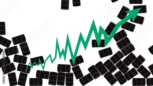 Oil Market Trend with Falling Barrels and Rising Green Arrow