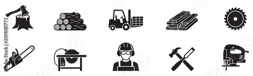 Photos Woodworking and carpentry icon set