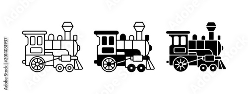 Fotografie Vintage Steam Locomotive Icons, Classic Train Vector Graphics, Retro Transportat