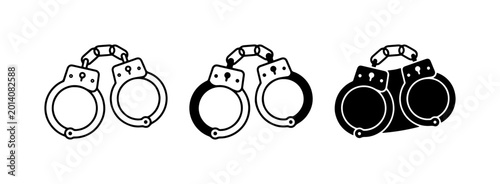 Foto Handcuffs Vector Icons Set, Police Restraint Symbols, Law Enforcement Arrest Equ
