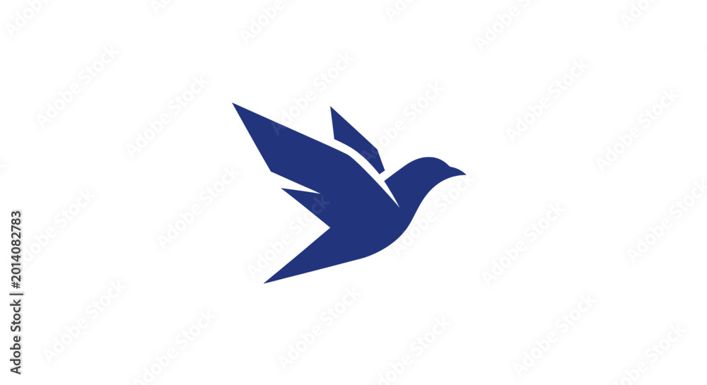Obraz premium Minimalist blue bird logo design on white background representing freedom and growth