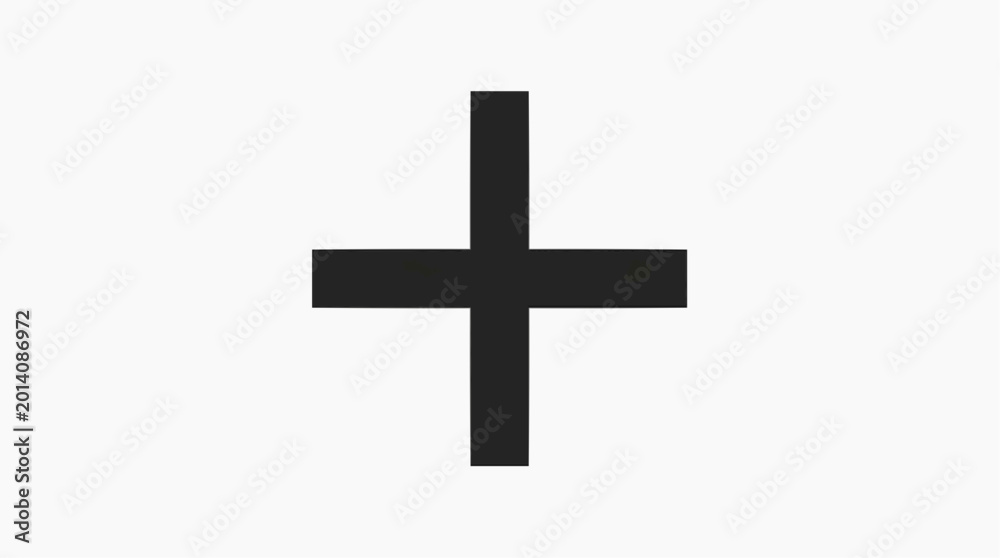 Obraz premium Black cross symbol on white background simple geometric shape