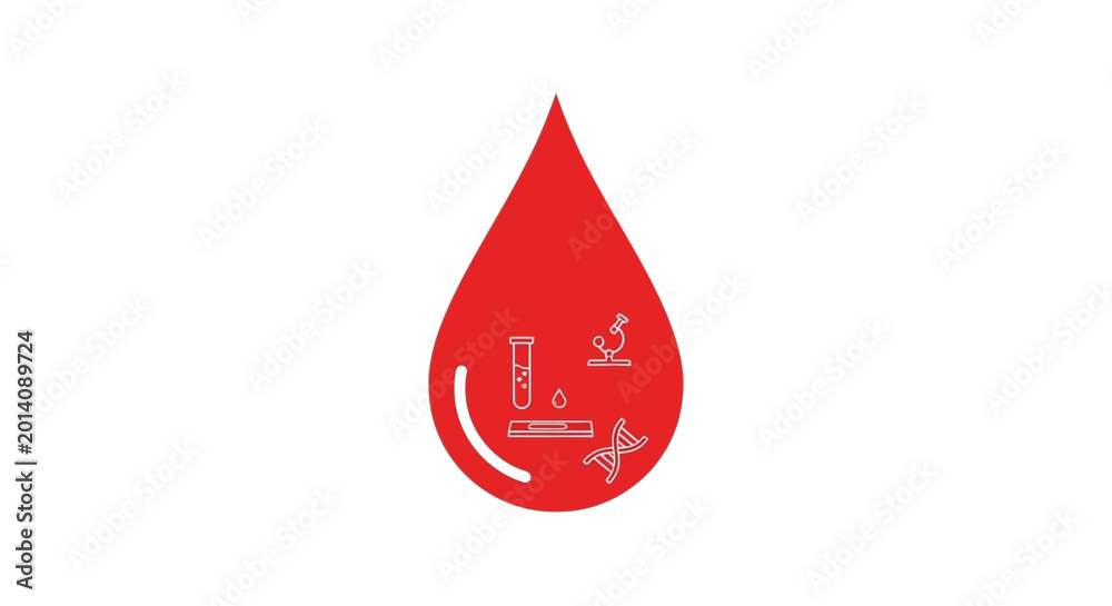 Fototapeta premium Medical illustration depicting blood analysis with scientific tools and molecular genetics