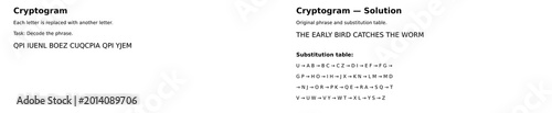 Konstfotografi Cryptogram puzzle with letter substitution cipher
