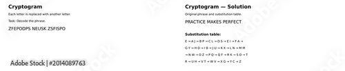 Konstfotografi Cryptogram puzzle with letter substitution cipher