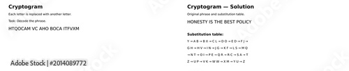 Foto Cryptogram puzzle with letter substitution cipher