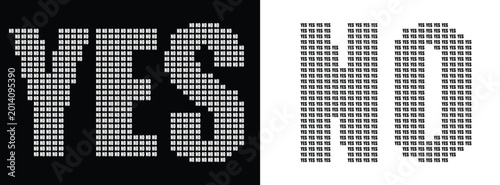 Bild auf Leinwand Yes and No Pixel Art Text Effect - Yes made of No and No made of Yes