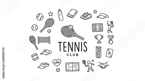 Canvas Print Tennis club logo with racket icon.