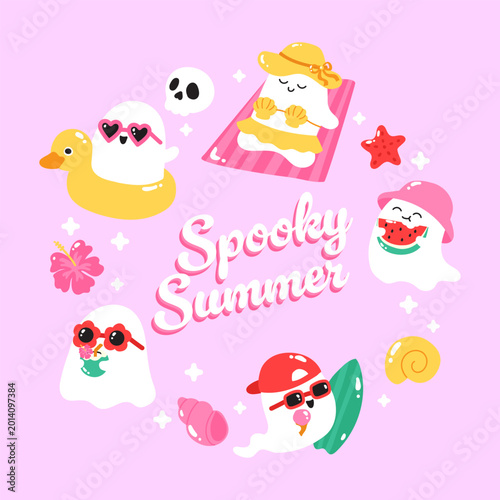 Cute spooky summer Halloween Ghost relaxing design