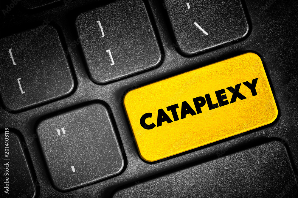 Fototapeta premium Cataplexy is a sudden muscle weakness that occurs while a person is awake, text button on keyboard, concept background