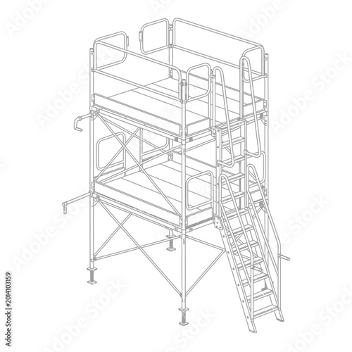 Foto Scaffolding structure with metal ladder.