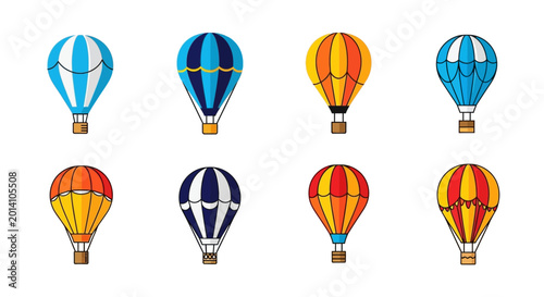 Photos Colorful hot air balloons illustration in a flat design style on white backgroun