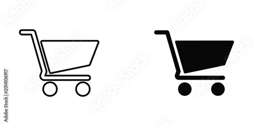Canvastavla Empty and filled shopping cart icons side by side