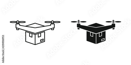 Fotografie Delivery drone carrying a package in mid-air
