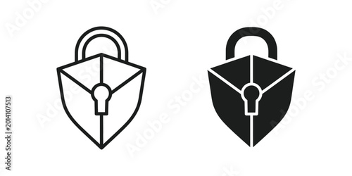 Tableau sur toile Minimalist shield icon with padlock symbol in two styles