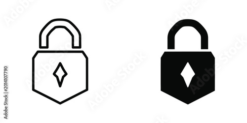 Tableau sur toile Modern open and closed padlock icons with diamond symbol