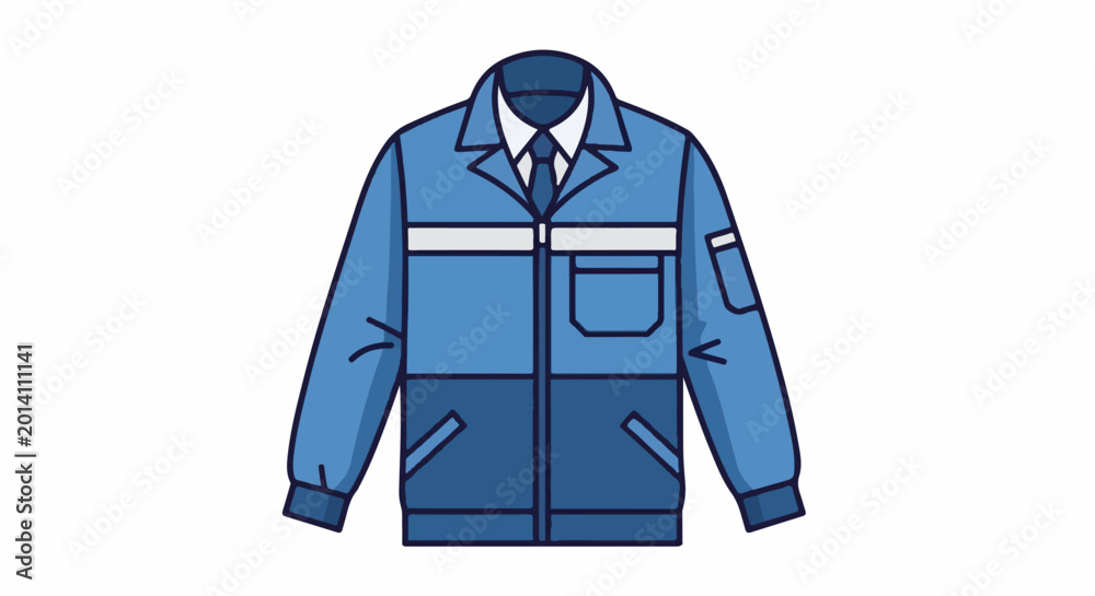 Naklejka premium Blue uniform jacket with white stripes and pockets