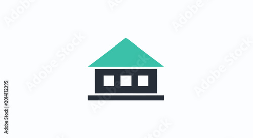 Simple house with green roof icon.