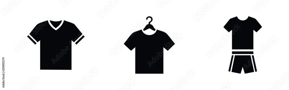 Naklejka premium Soccer Jersey and Sportswear Uniform Icons Vector Illustration