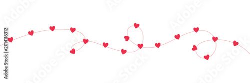 Bild auf Leinwand Paper pink heart string frame