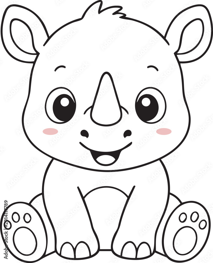 Fototapeta premium Rhinoceros Clipart Safari animals 