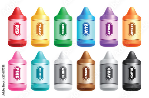 Фотография 3d Crayons elements clipart set