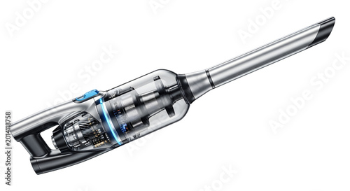 Fotografie Modern cordless handheld vacuum cleaner isolated on transparent background