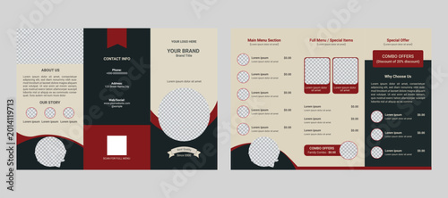 Vászonkép Food menu trifold brochure template