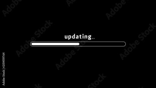 System Updating Progress Bar Animation with Text on Black Background