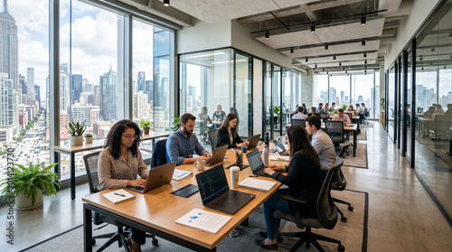 Diverse Coworkers Socializing During Coffee Break in Modern Office Kitchen